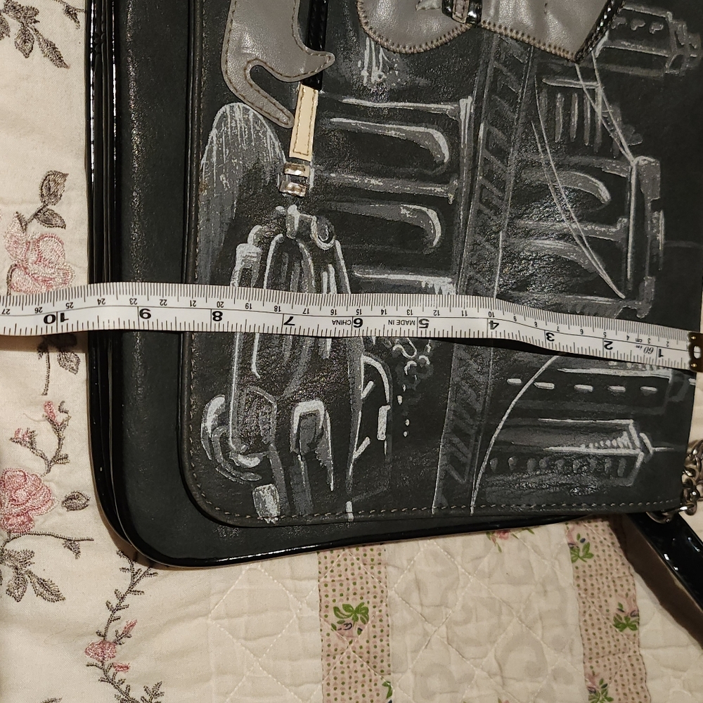 Braccialini Designer Grey Bag Applique Noir Woman City Detective. Prelov… - Picture 3 of 14